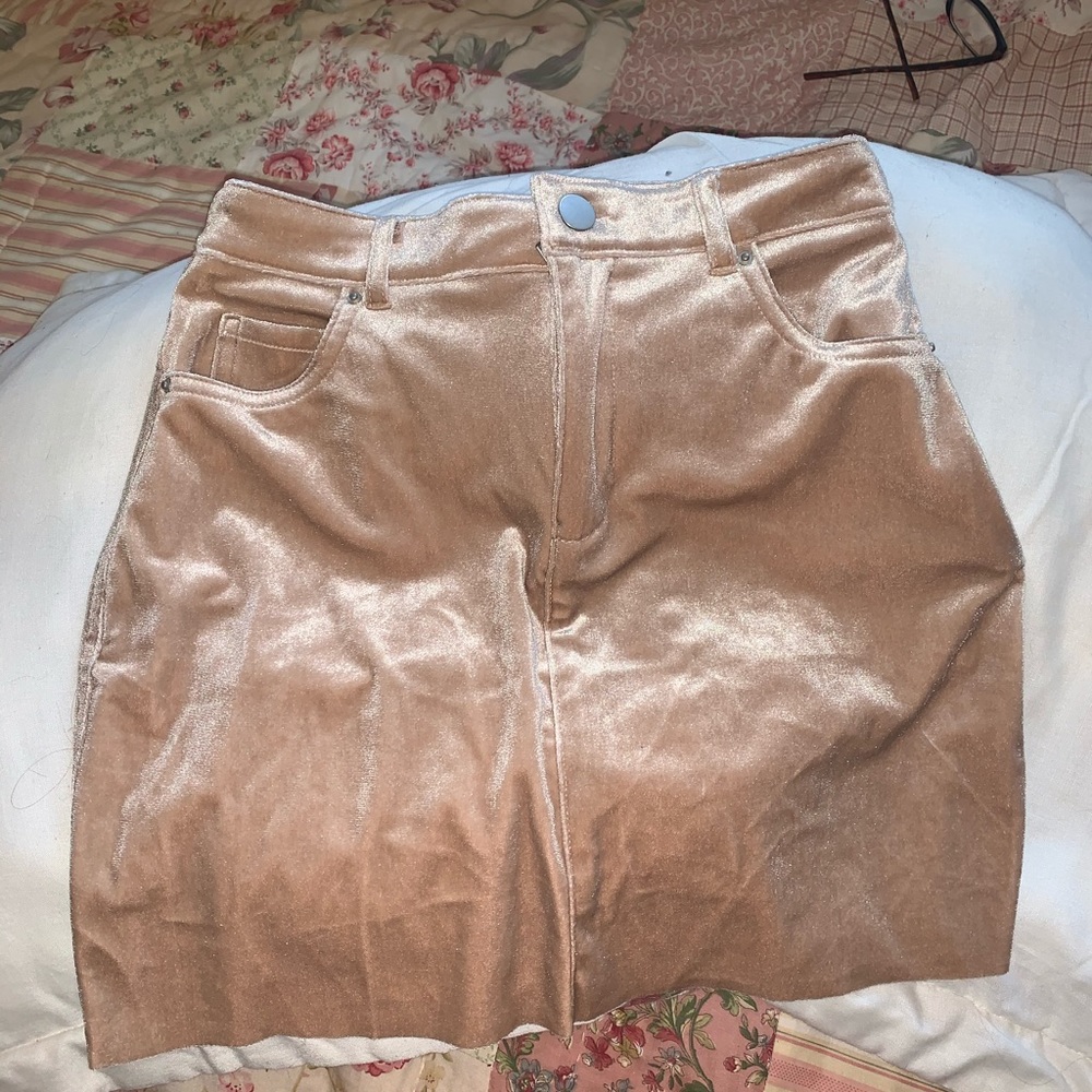 cream colored velvet skirt